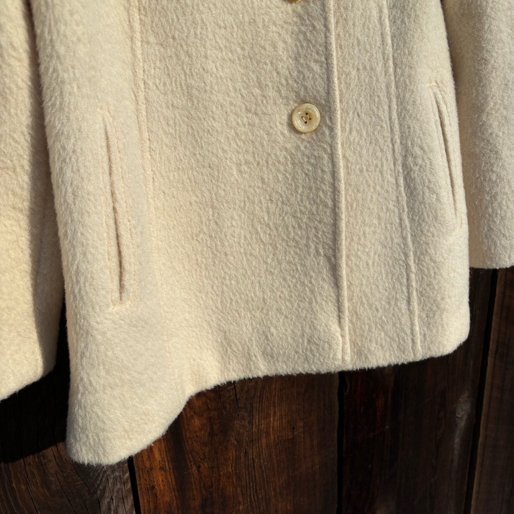 Vintage Wool Women's Coat Cream Color Label: International Scene Size M - Picture 5 of 13